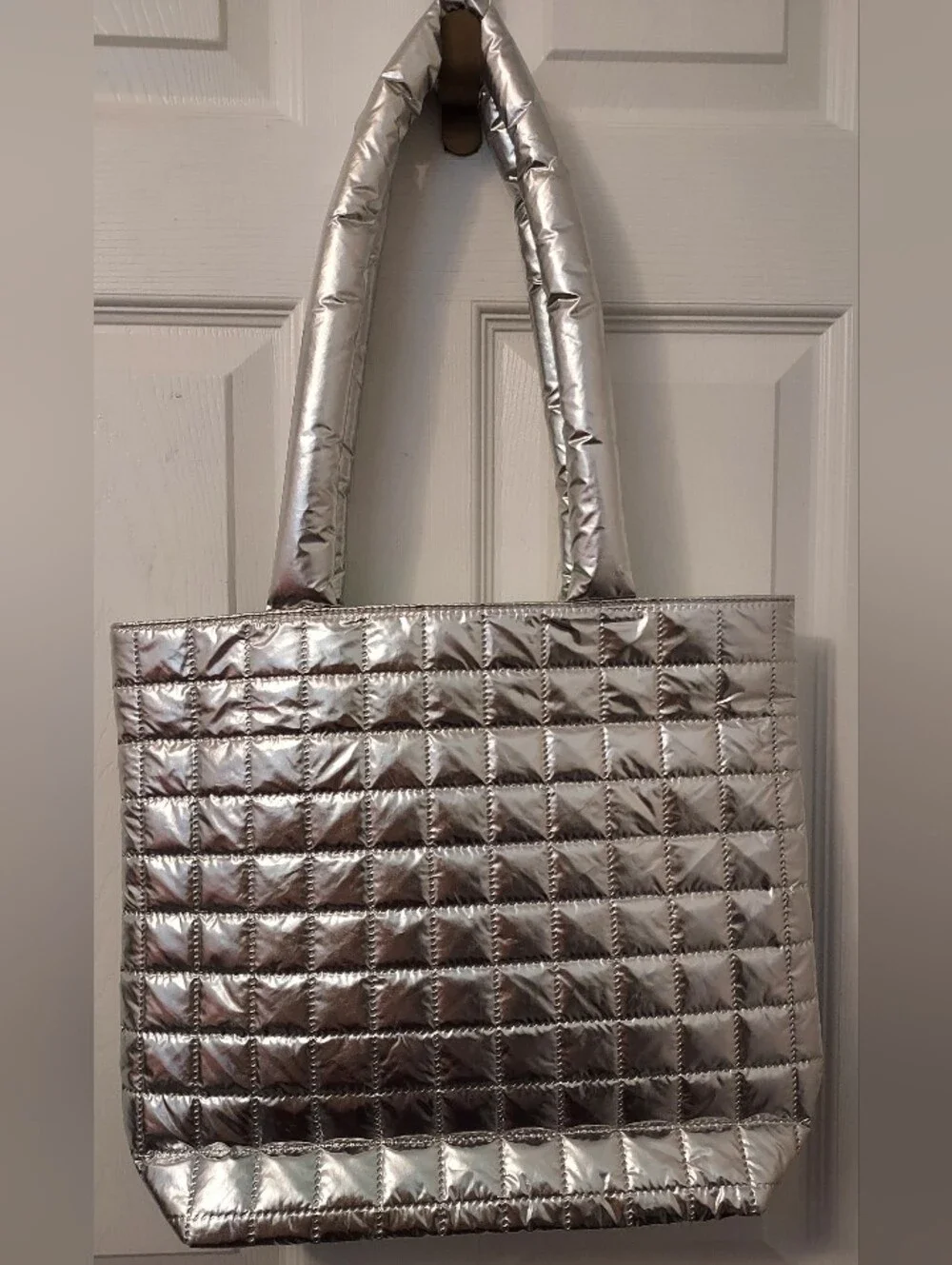 Clinique Silver Quilted Tote Bag